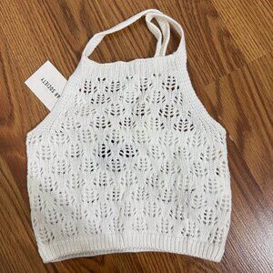 XS White crochet knit top NWT